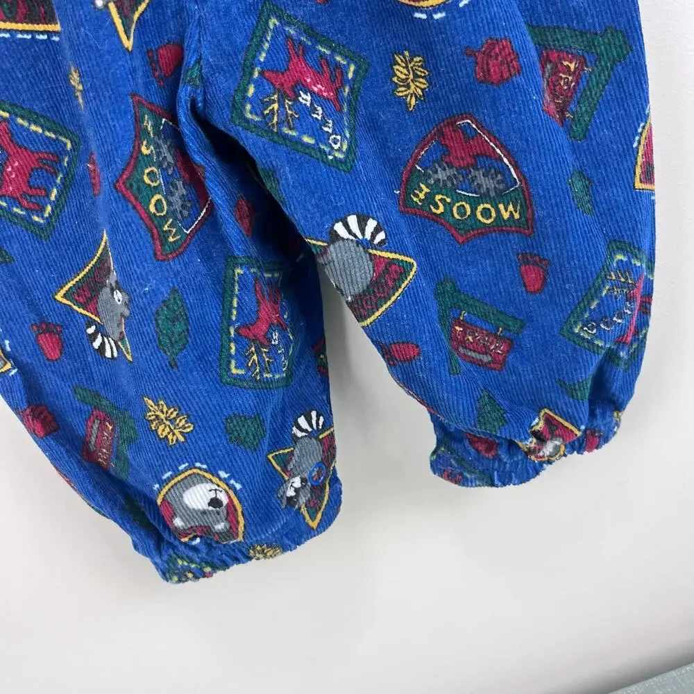 Vintage OshKosh B'gosh Blue Fall Forest Overalls 6-9 Months USA